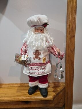 Martha Stewart Red & White North Pole Baking Santa Chef Figurine